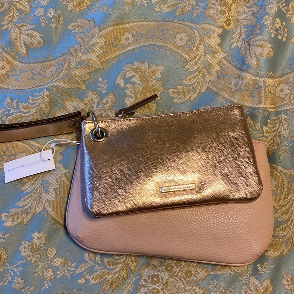 NY and Company Double Pink and Rose Gold Clutch